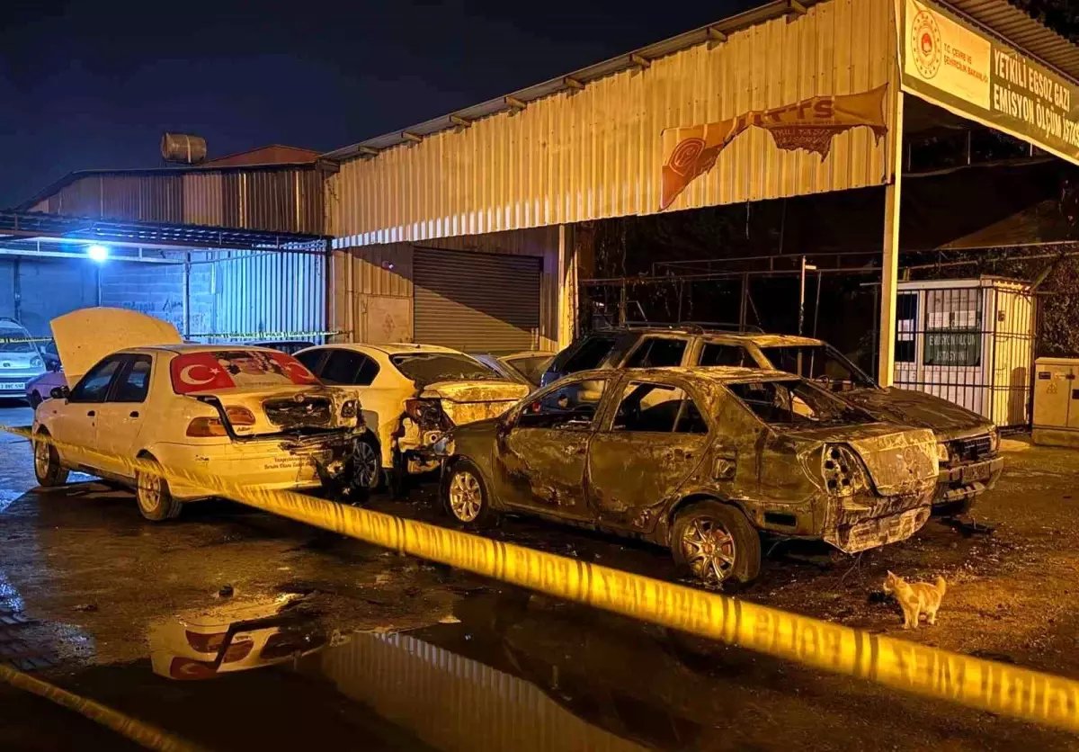 Tarsus'ta Park Halindeki Araçlar Kundaklandı