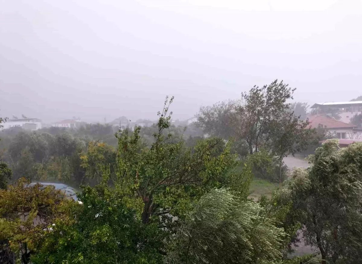 Köyceğiz'de Fırtına ve Sağanak Yağış Hayatı Olumsuz Etkiledi