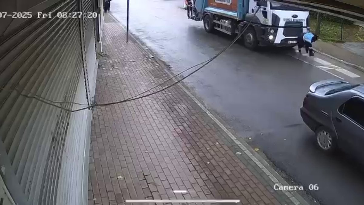 Kocaeli'de belediye işçisinin hayatını kaybettiği korkunç kaza kamerada