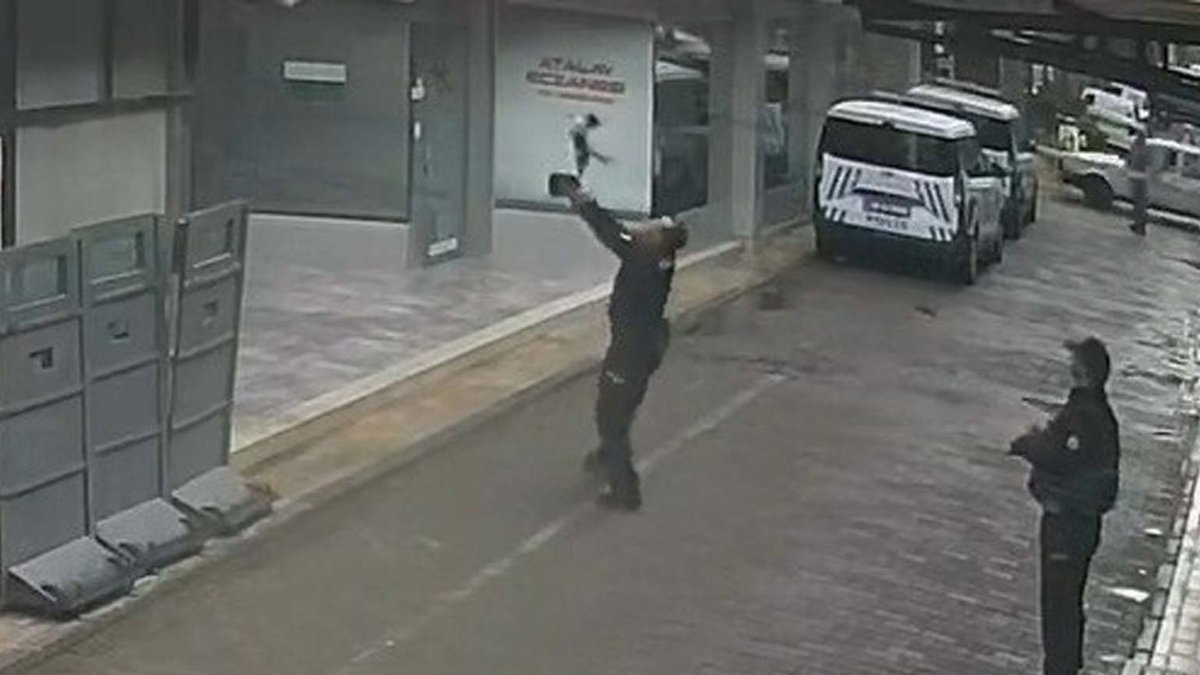 Manisa'da 2'nci katta düşen kediyi polis memuru kurtardı