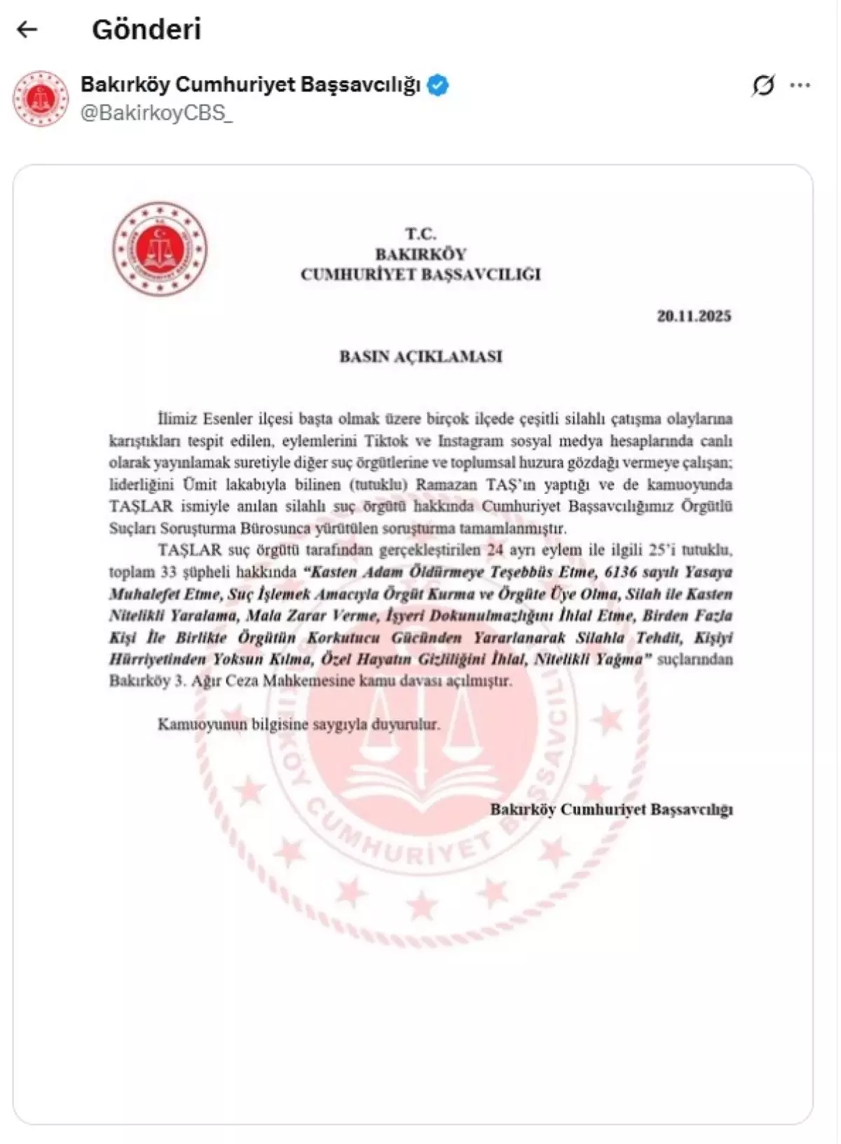 İstanbul'da Silahlı Suç Örgütüne Büyük Darbe: 33 Şüpheli Hakkında Kamu Davası Açıldı