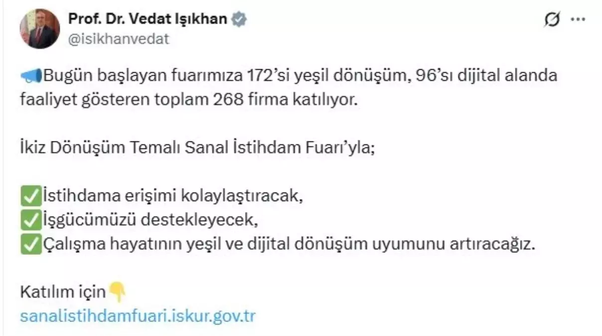 İkiz Dönüşüm Temalı Sanal İstihdam Fuarı Başladı