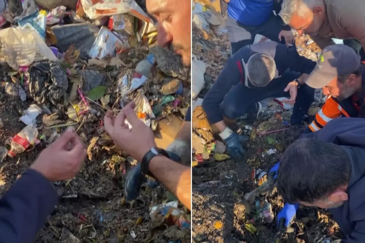 Yolda kaybettiği 10 yıllık birikimini 40 ton çöpün içinde buldular