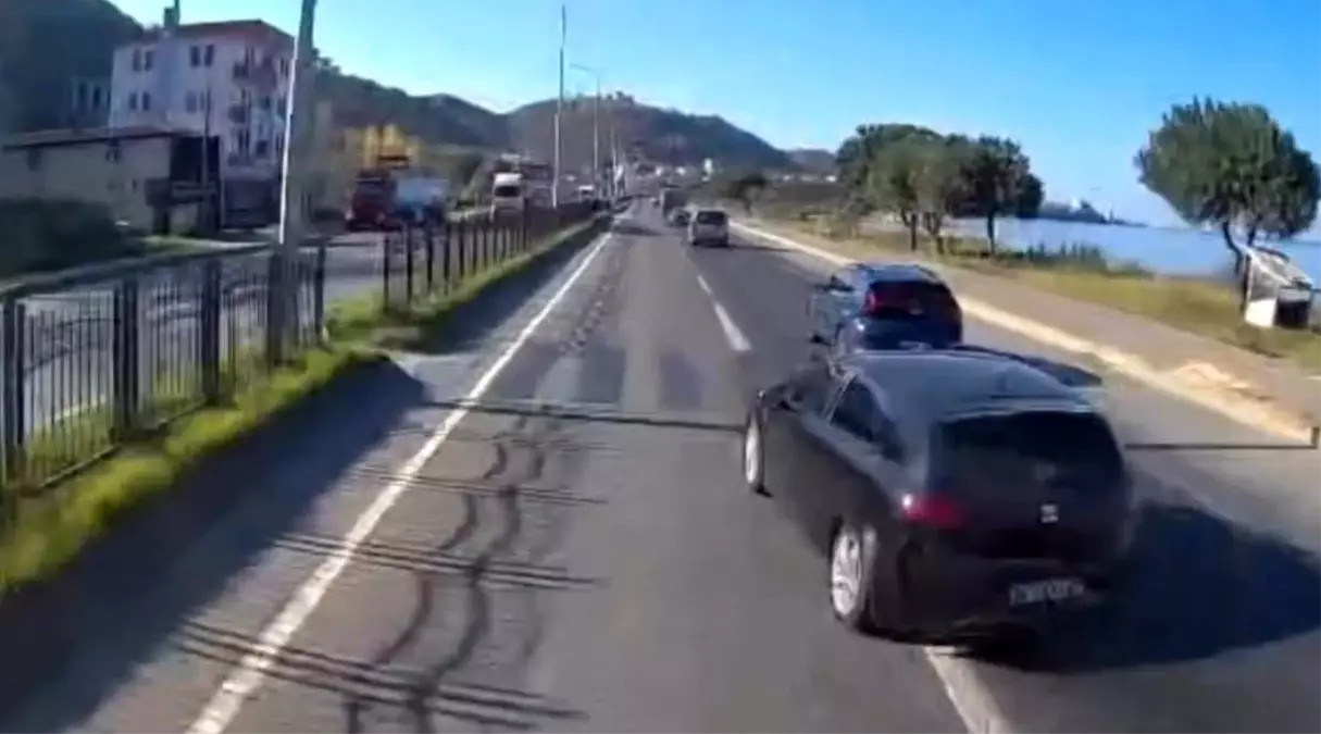 Araklı-Bayburt Yolunda Tehlikeli Sürüş Anları Kameralara Yansıdı