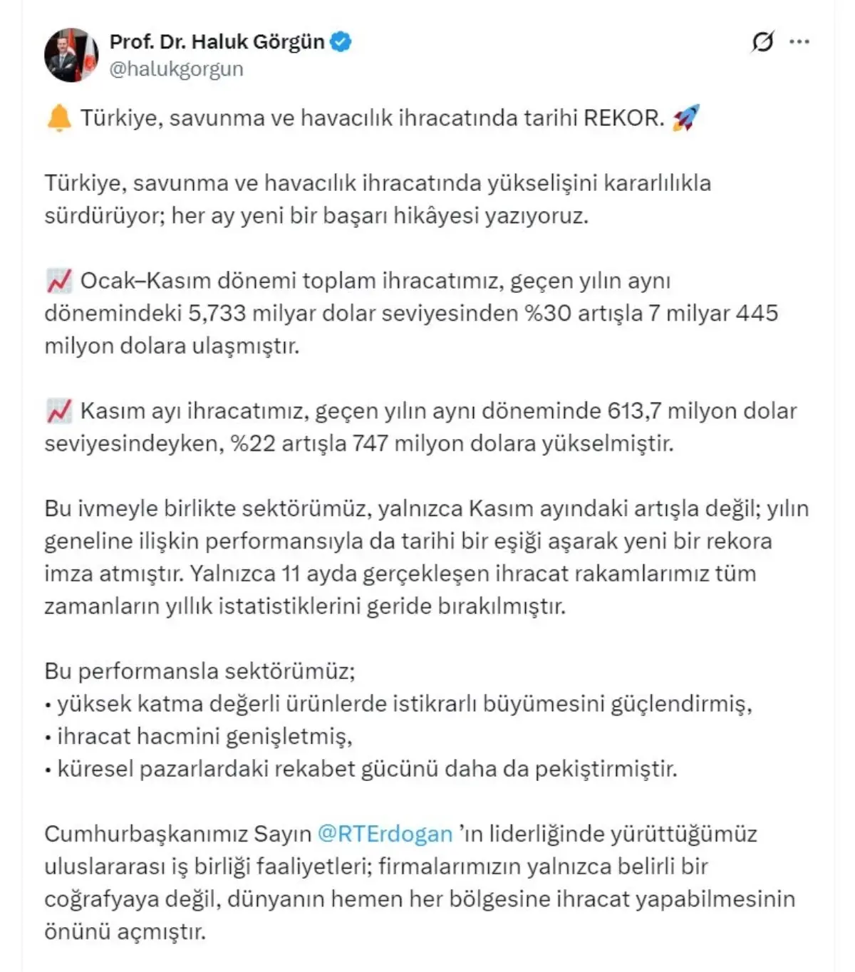 Türkiye'nin Savunma ve Havacılık İhracatında Tarihi Rekor
