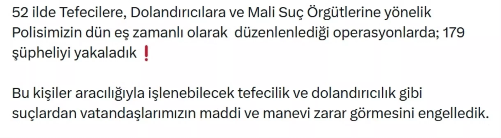 52 ilde tefeci ve dolandırıcı operasyonu: 179 şüpheli yakalandı