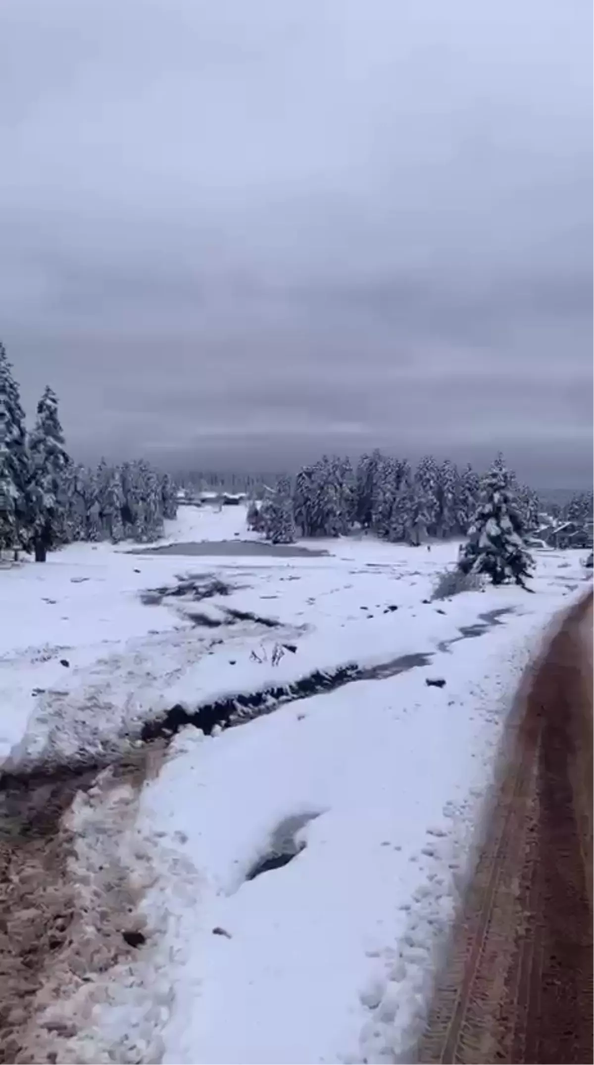 Bolu'nun Gerede ilçesinde kar kalınlığı 10 santimetreye ulaştı