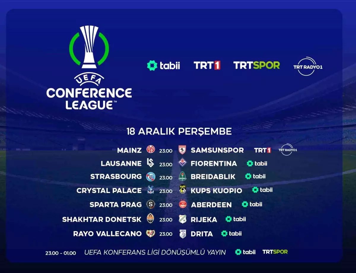 UEFA Konferans Ligi maçları TRT ve tabii'de