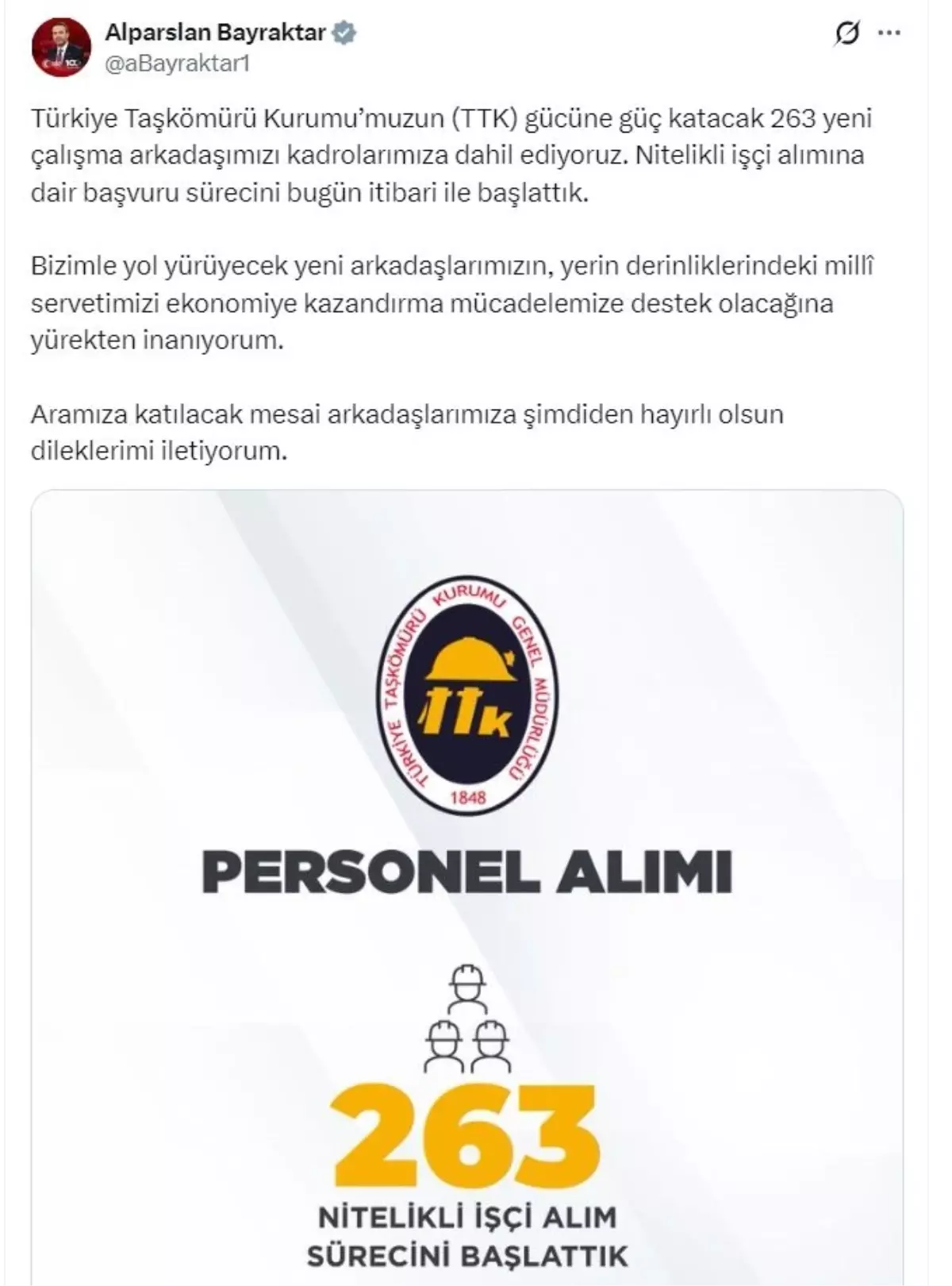 TTK'ya 263 yeni çalışma arkadaşı alınacak