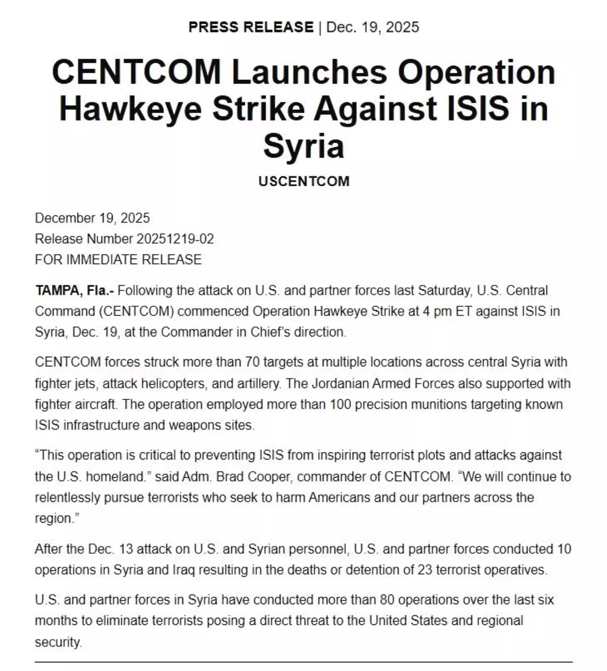 ABD ordusundan operasyon açıklaması: "70'ten fazla DEAŞ hedefi vuruldu"