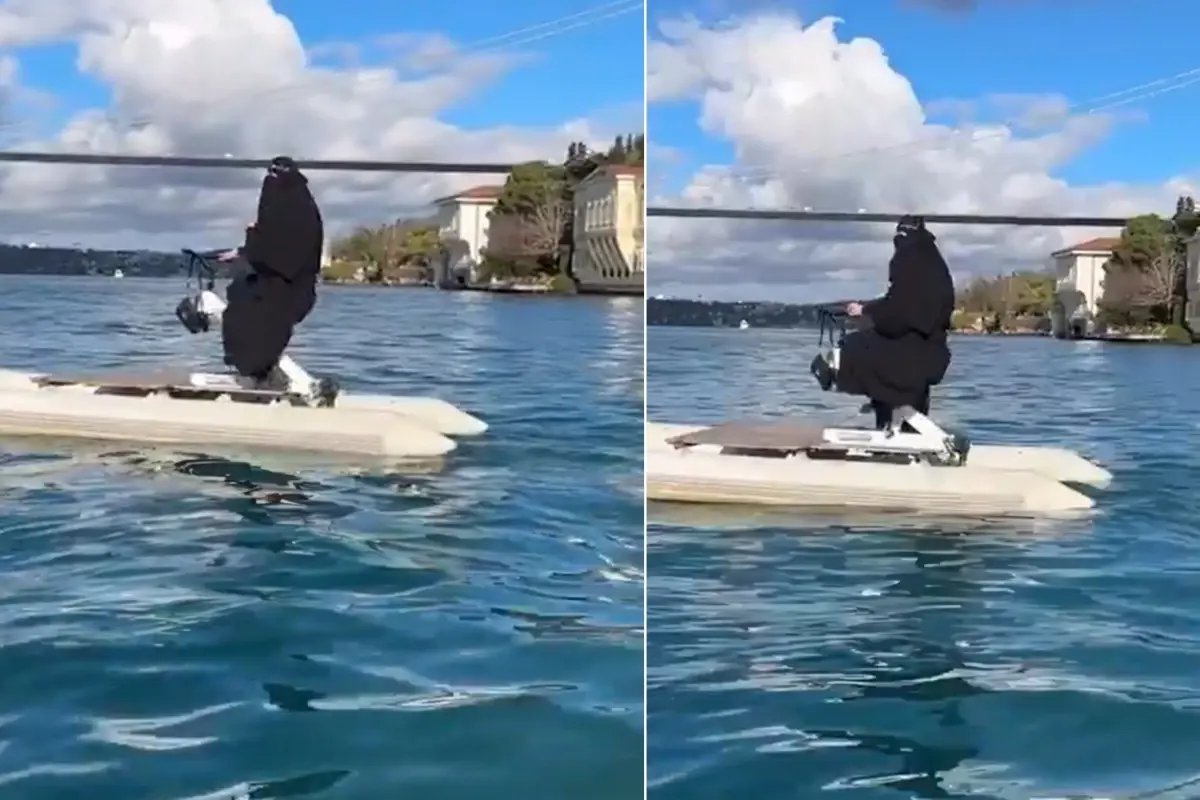 Çarşaflı kadın Boğaz'a böyle açıldı, düştü not hayli manidar