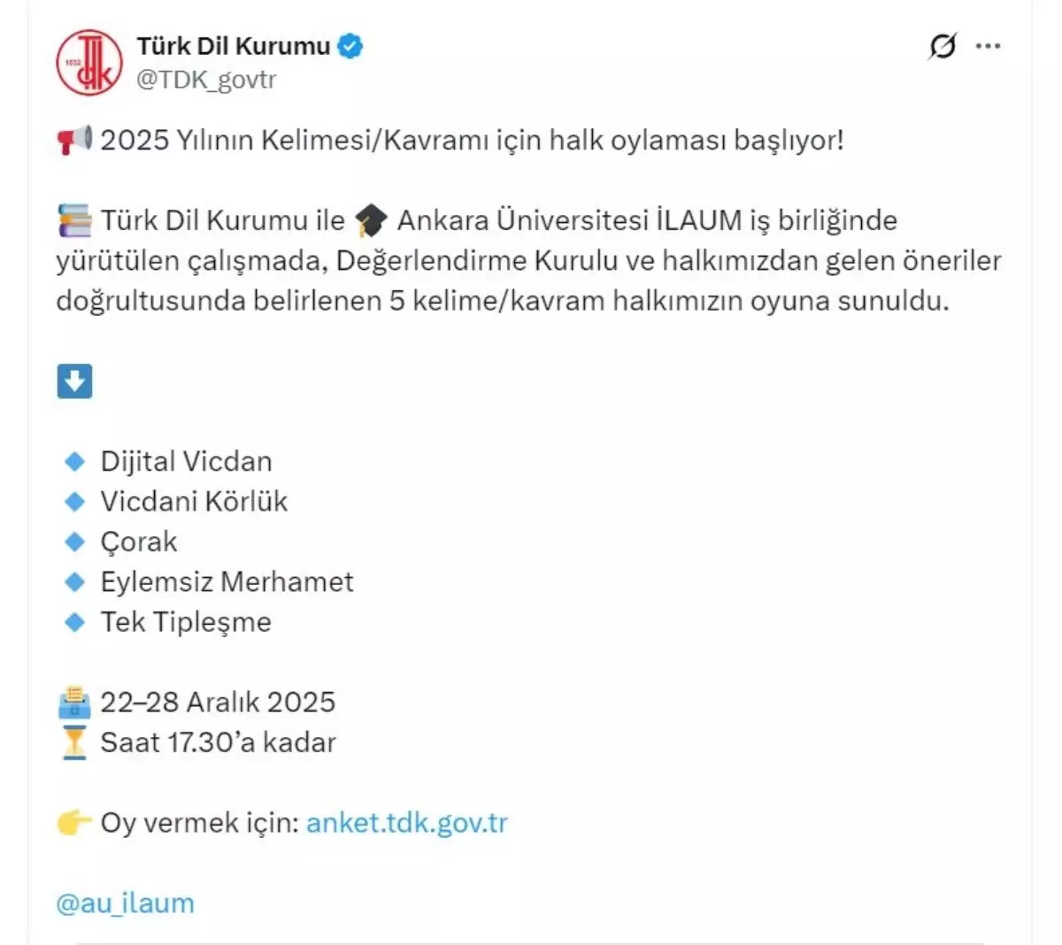'Yılın kelimesi' önerileri halk oylamasına açıldı