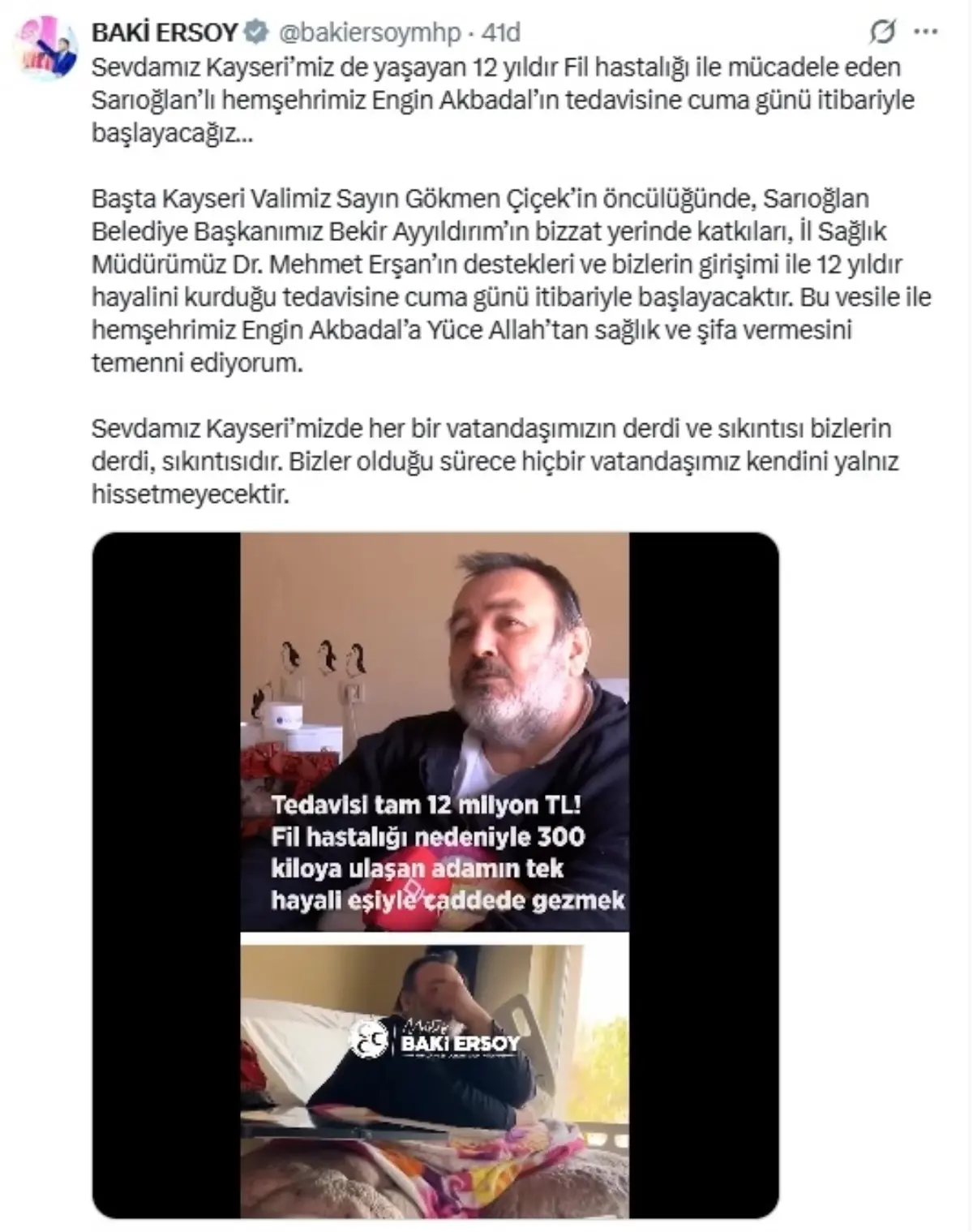 DHA'nın haberi sonrası fil hastası babaya yardım eli