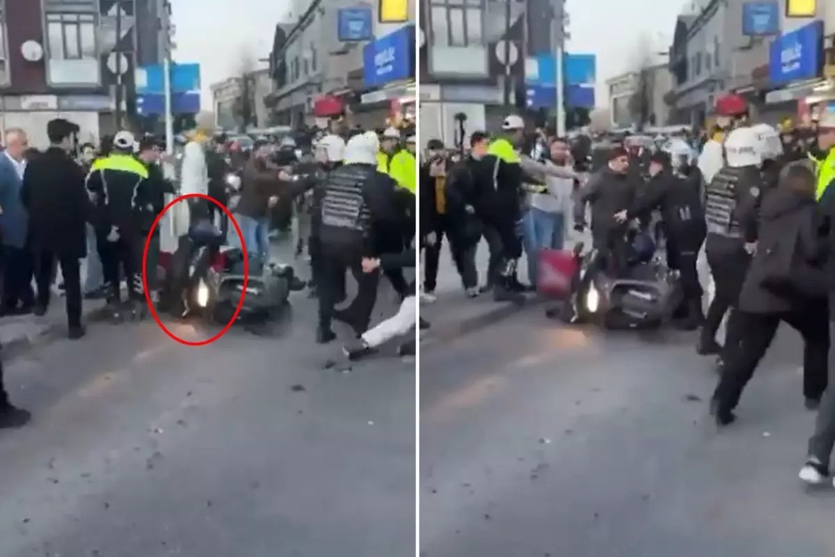 Taksiciler TAG sürücüsü zannettikleri kuryeye saldırdı! Görüntüler ortaya çıktı