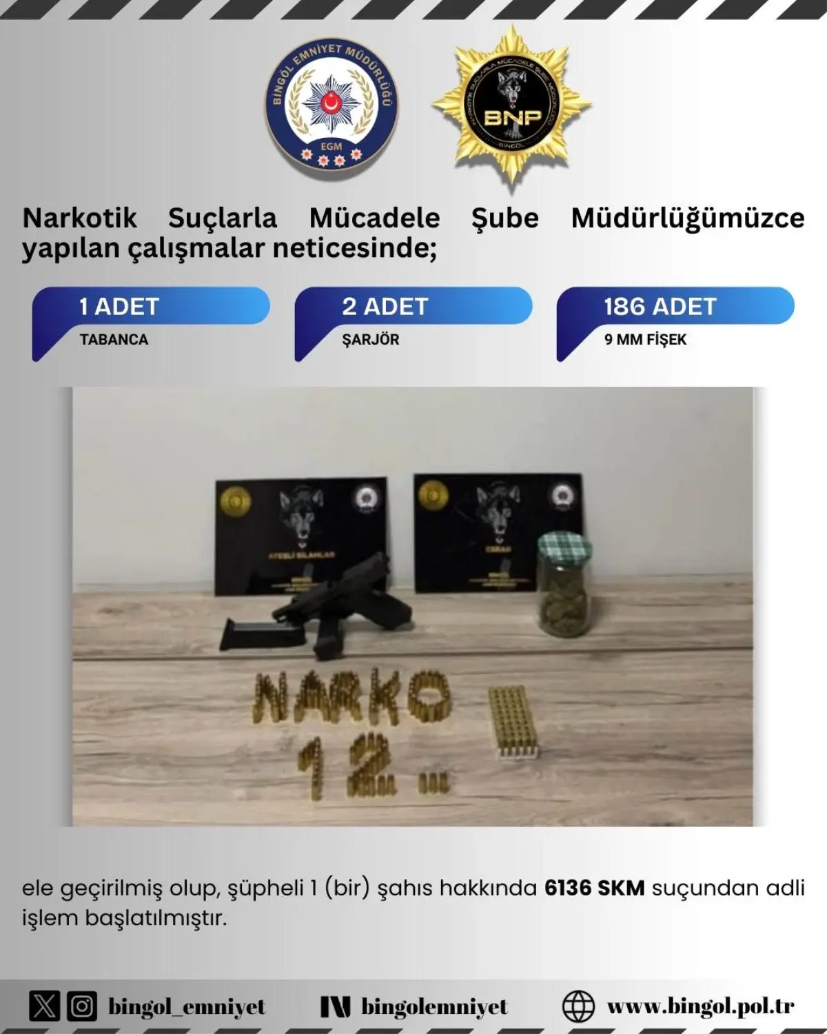 Bingöl'de tabanca ele geçirildi