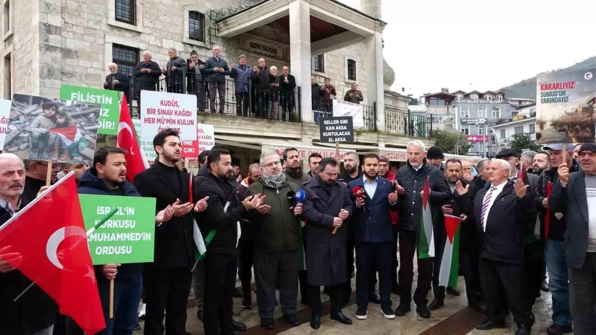 Ordu'da Filistin'e destek, İsrail'e tepki