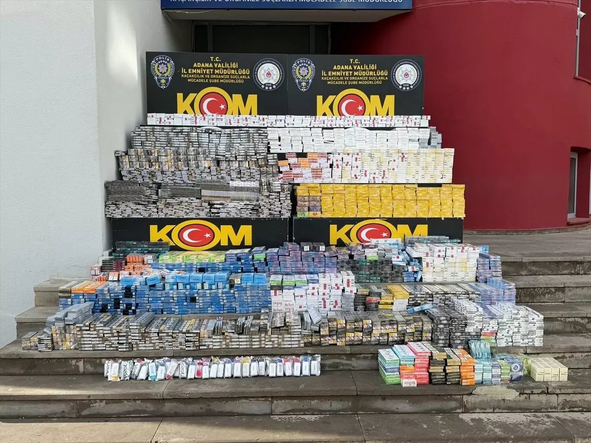 Adana'da kaçak 16 bin paket sigara ve 1500 puro ele geçirildi