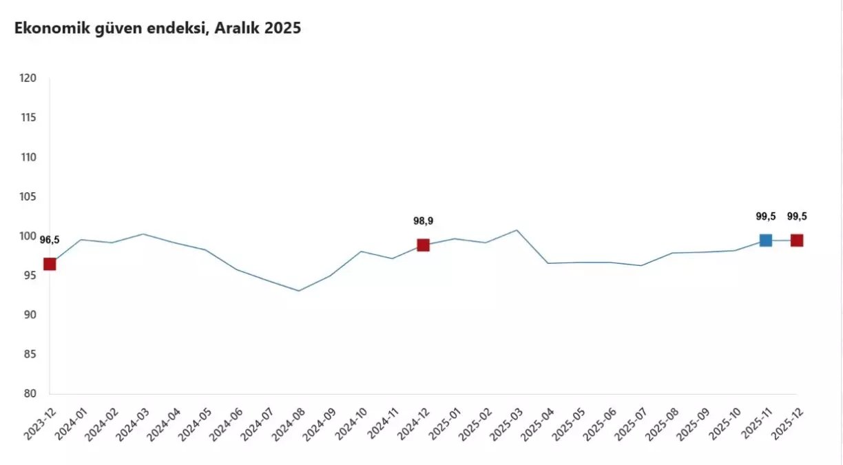 TÜİK: Ekonomik güven endeksi aralık ayında 99,5 değerini aldı