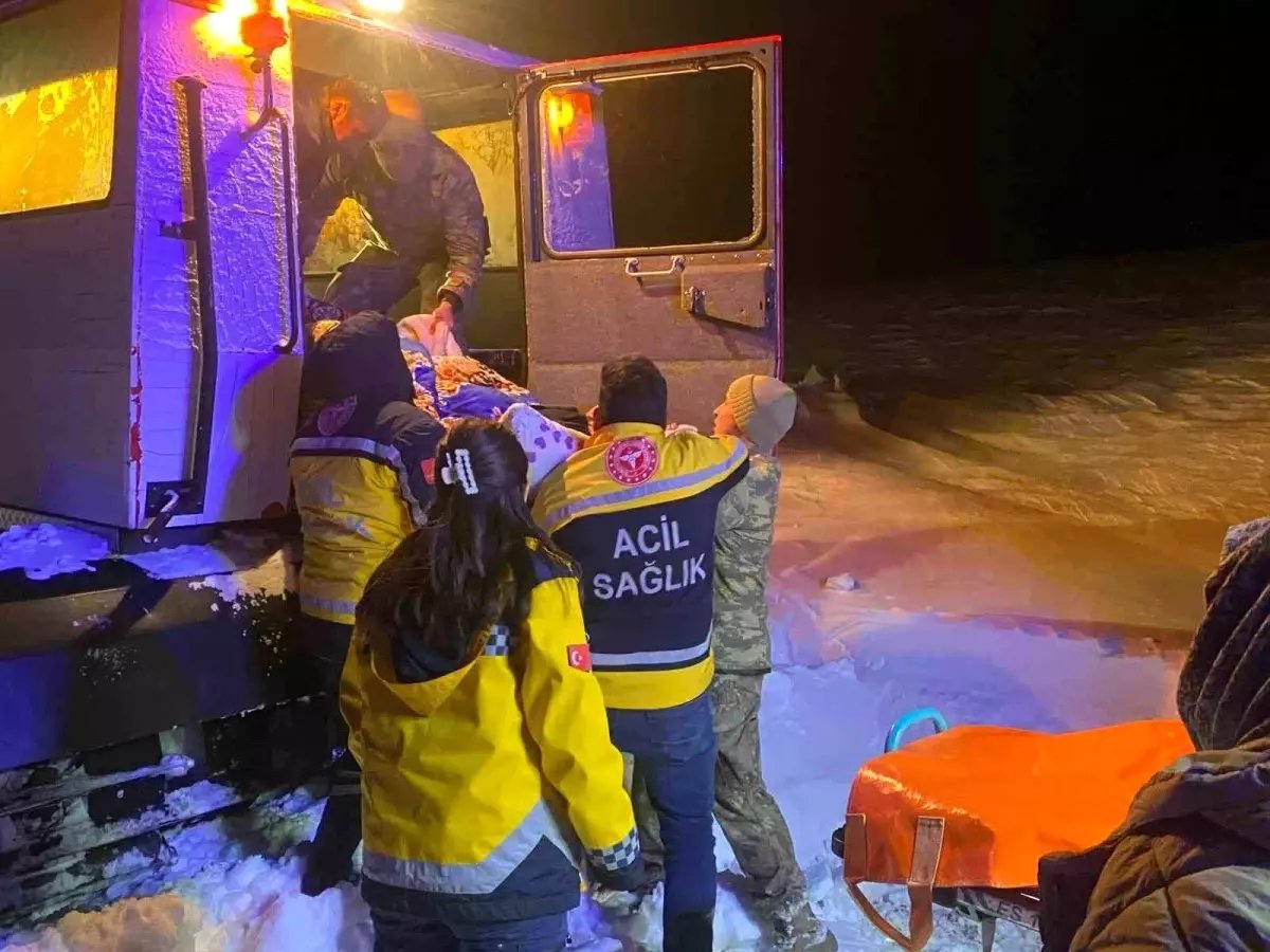 Kars'ta Mehmetçik paletli kar aracıyla yaşlı hastaya ulaştı