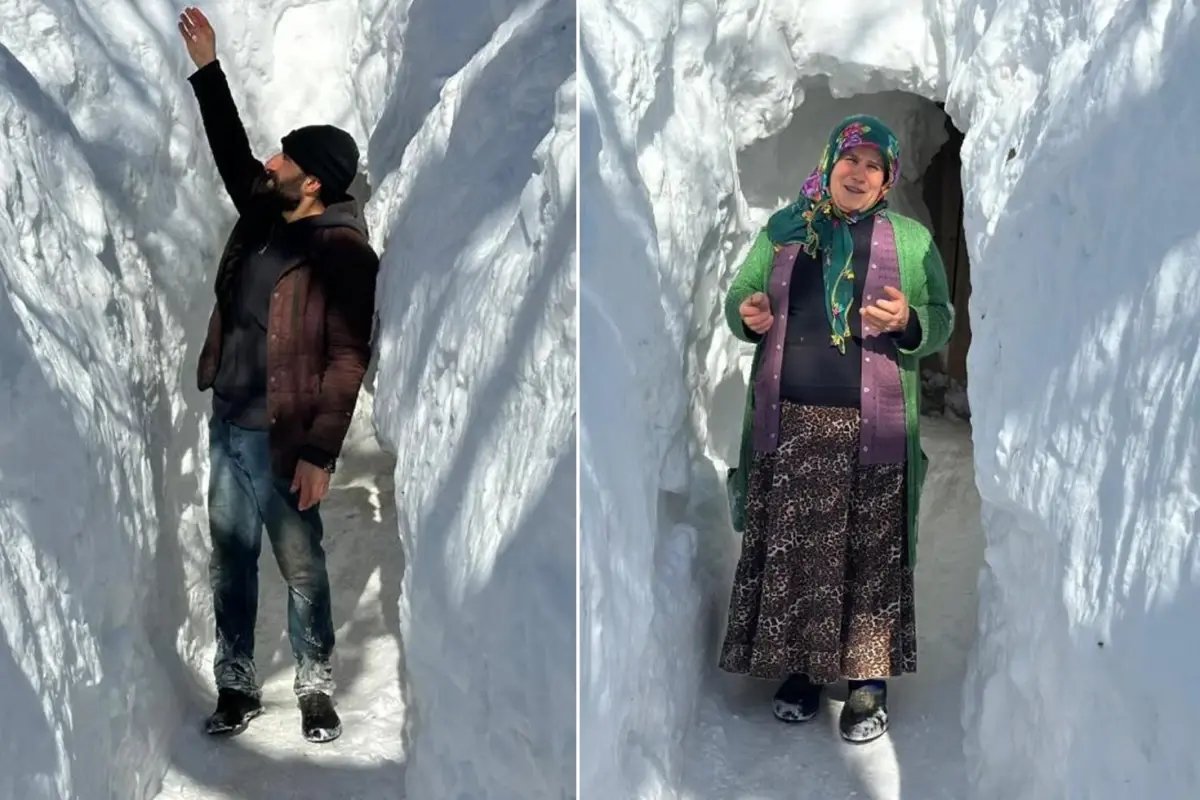Görüntü Türkiye'den! Kar kalınlığı metreleri aştı, evlere tünelden ulaşıyorlar