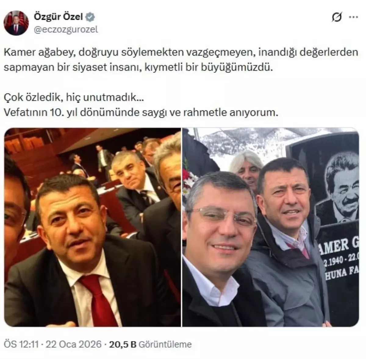 Özgür Özel, Kamer Genç'i andı