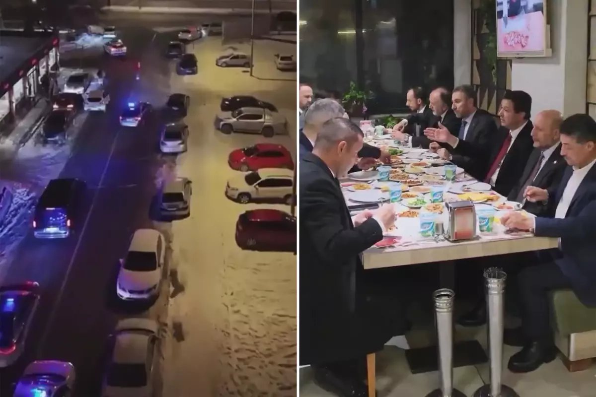 Saadet Partisi lideri Mahmut Arıkan ciğer yemeye çakarlı konvoyla gitti