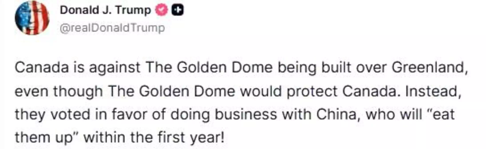 Trump'tan Kanada'ya Grönland tepkisi: "Altın Kubbe'ye karşı çıkarken, Çin ile iş yapmayı tercih ettiler"
