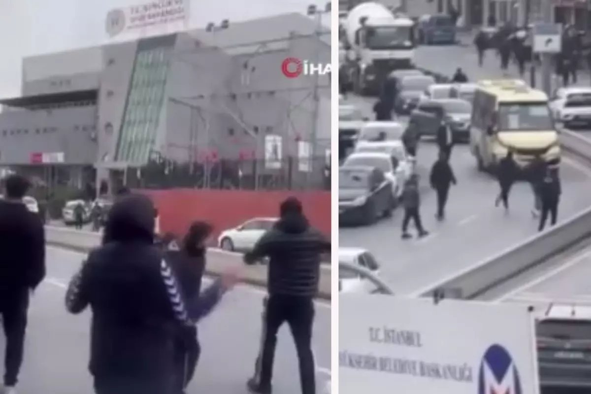 İstanbul'un göbeğinde olay! Maç bitti, taş ve sopalar havada uçuştu