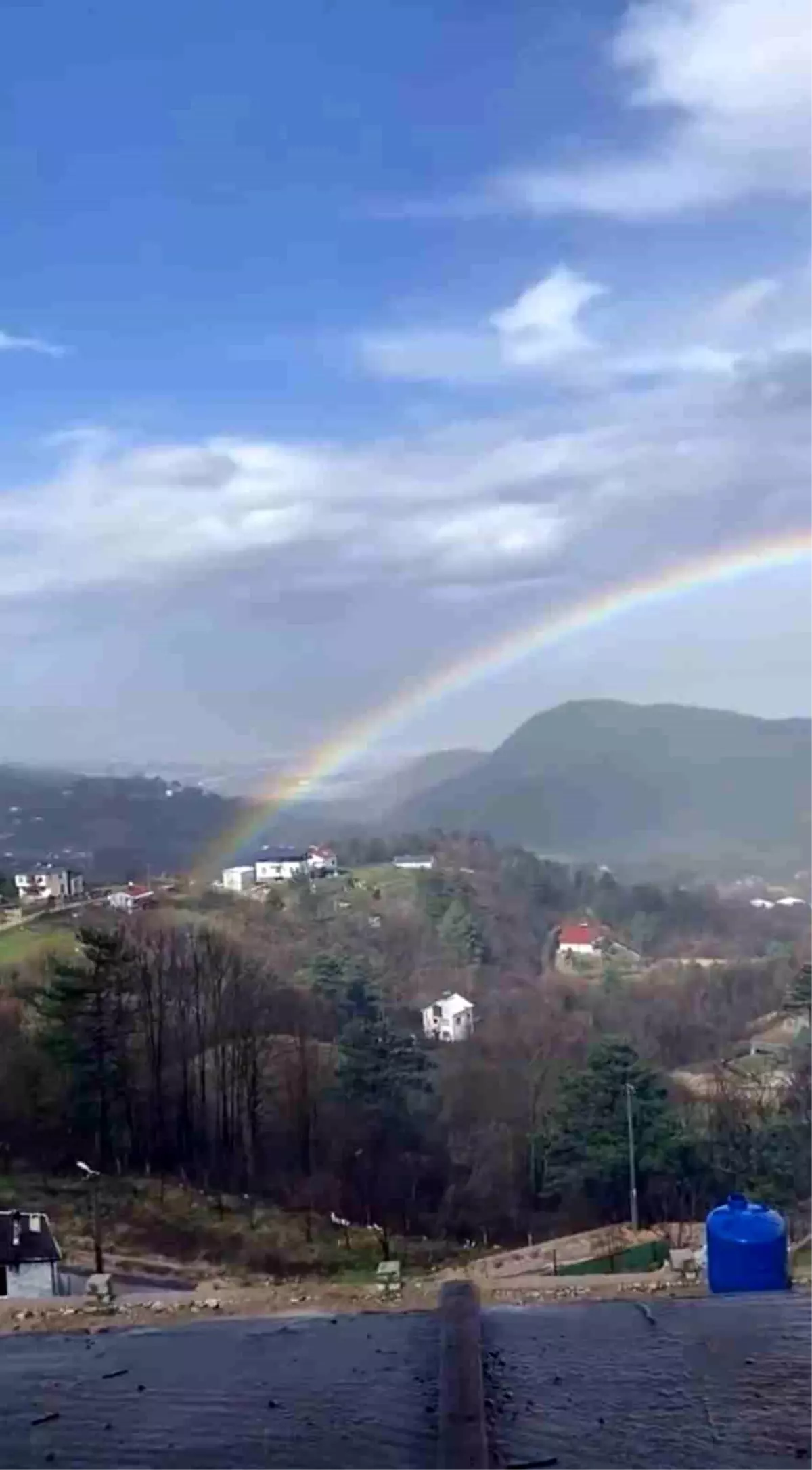 Bursa'da yağmur sonrası gökkuşağı görsel şöleni