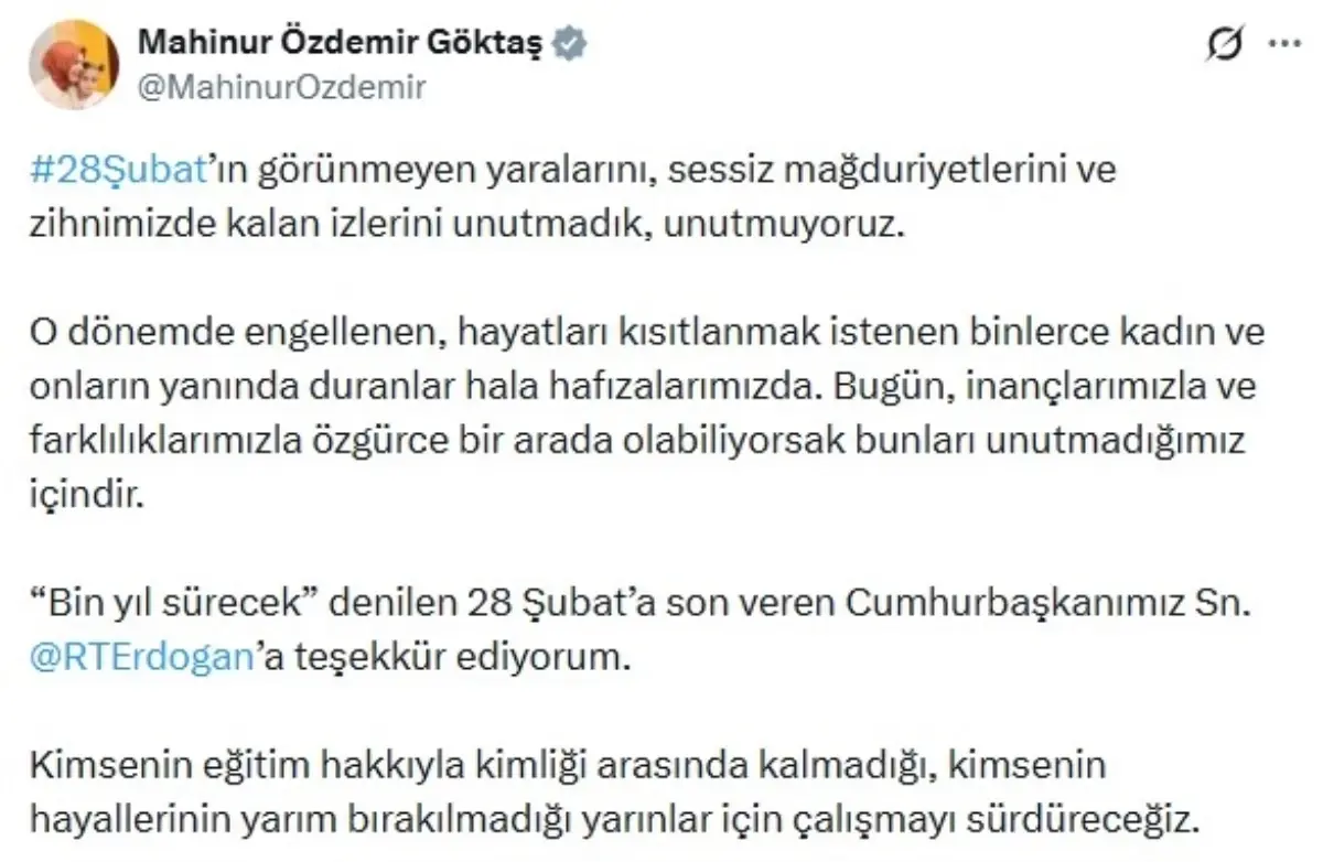 Bakan Göktaş'tan 28 Şubat Mesajı
