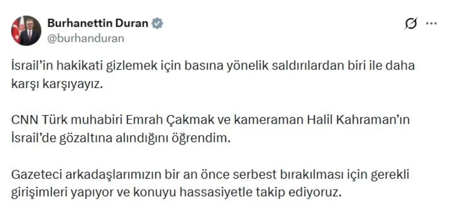 CNN Türk muhabiri ve kameraman İsrail'de gözaltına alındı