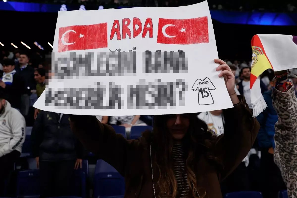 Arda Güler'e pankart açan Real Madridli taraftar, çevirinin azizliğine uğradı