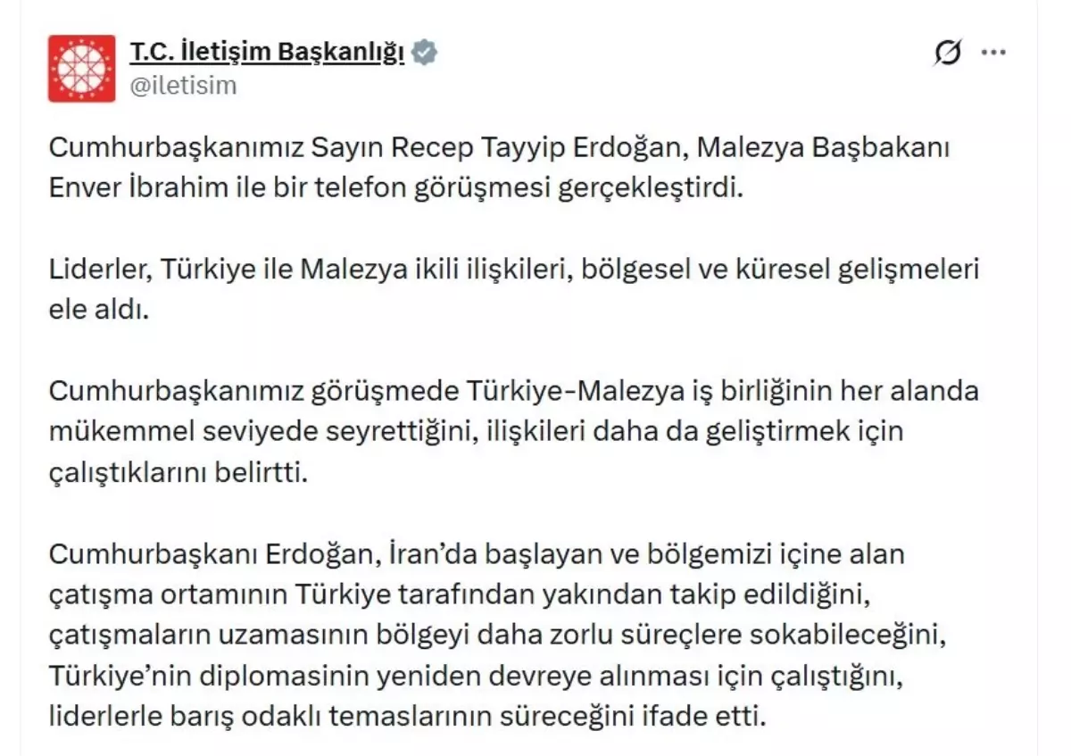 Cumhurbaşkanı Erdoğan, Malezya Başbakanı İbrahim ile görüştü
