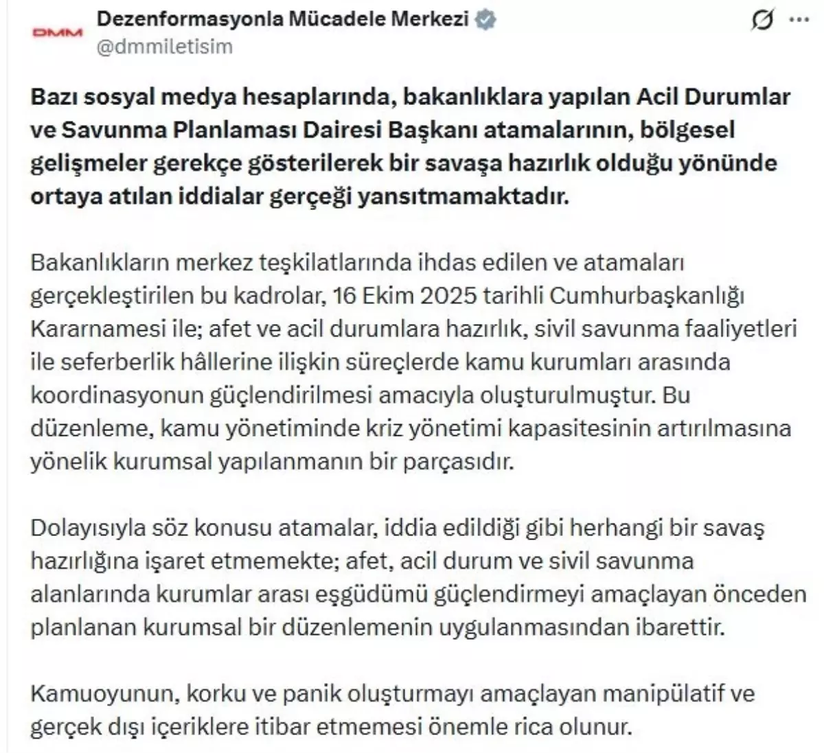 Bakanlıklara yapılan atamaların savaş hazırlığı olduğu iddiaları yalanlandı