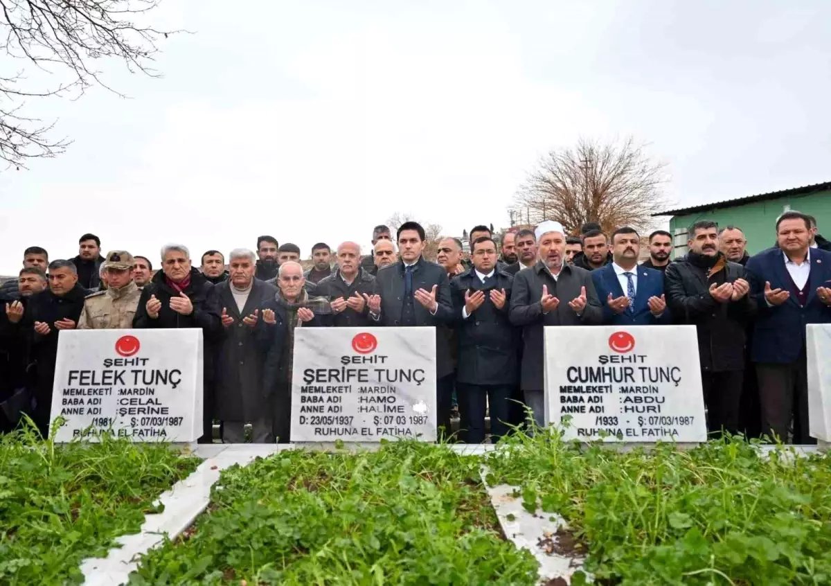 Mardin'de 39 yıl önce terör örgütünün şehit ettiği 8 kişi dualarla anıldı
