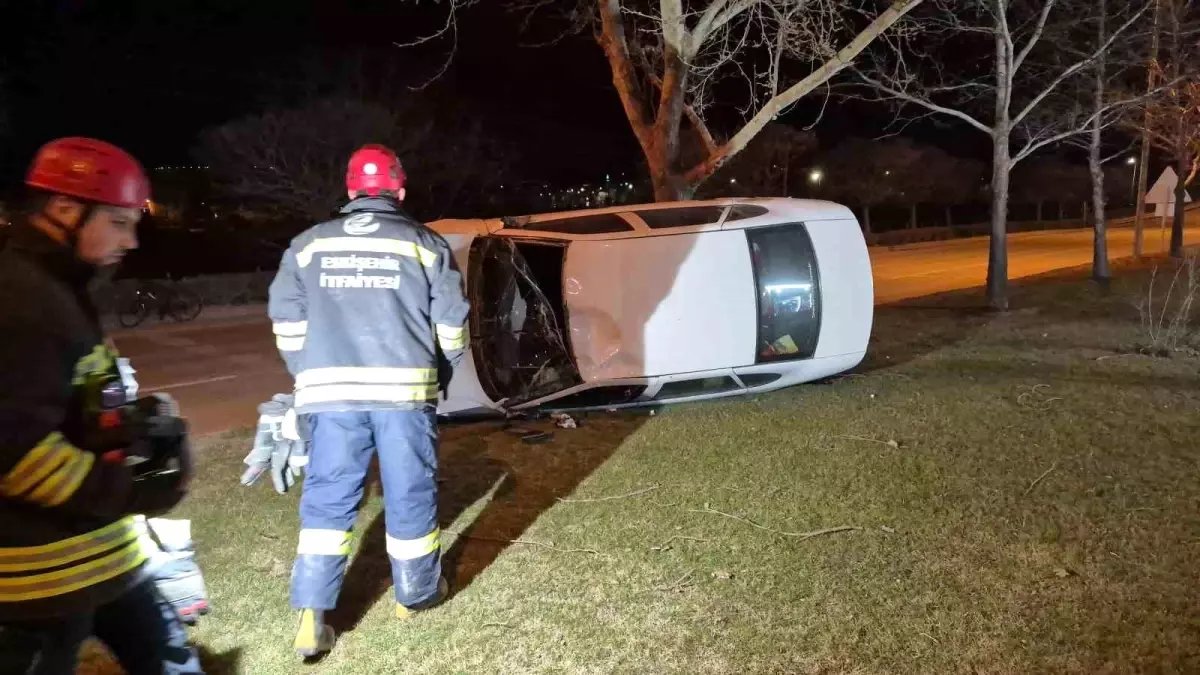 Eskişehir'de kontrolden çıkan otomobil takla attı: 1 yaralı