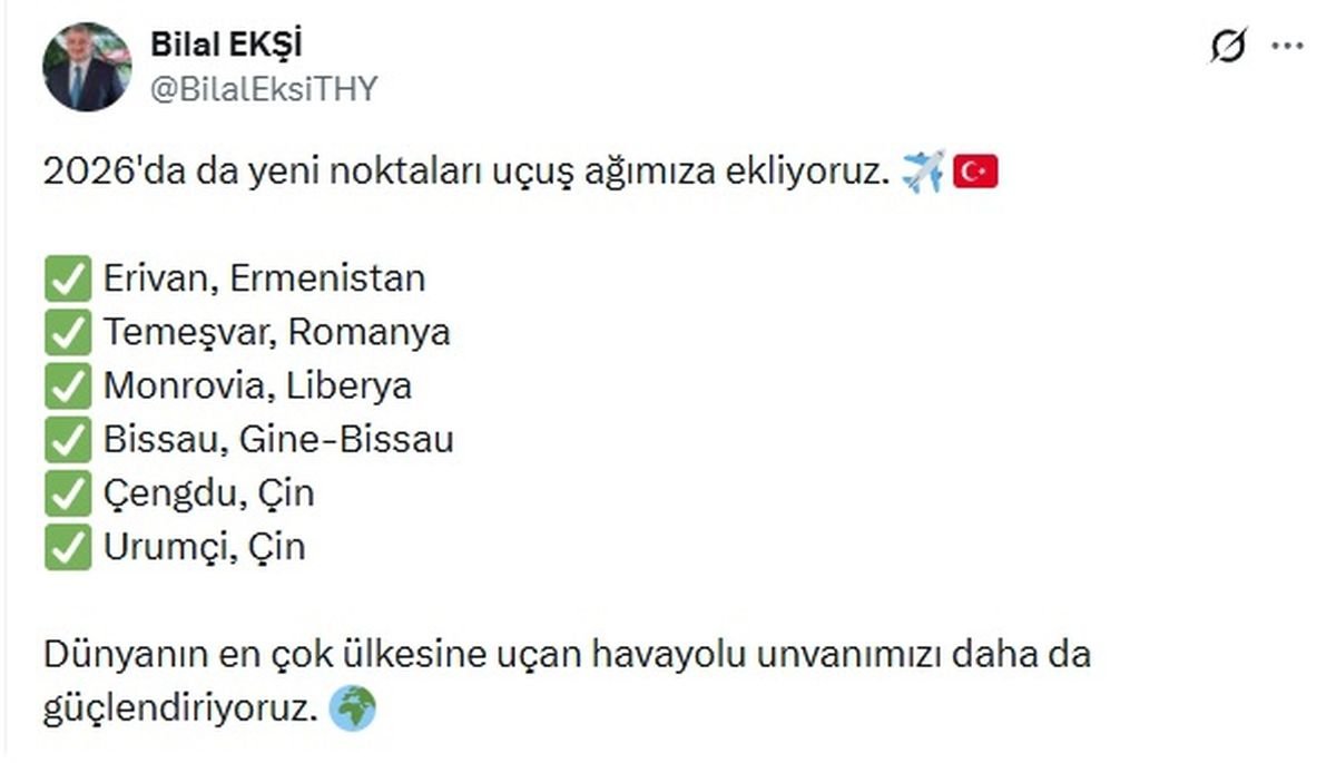 THY'den 6 yeni uçuş noktası