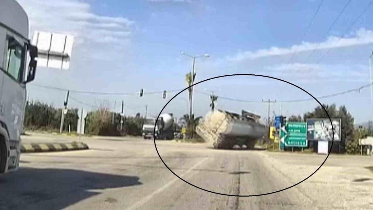 Yakıt yüklü tankerin portakal bahçesine uçtuğu anlar araç kamerasında