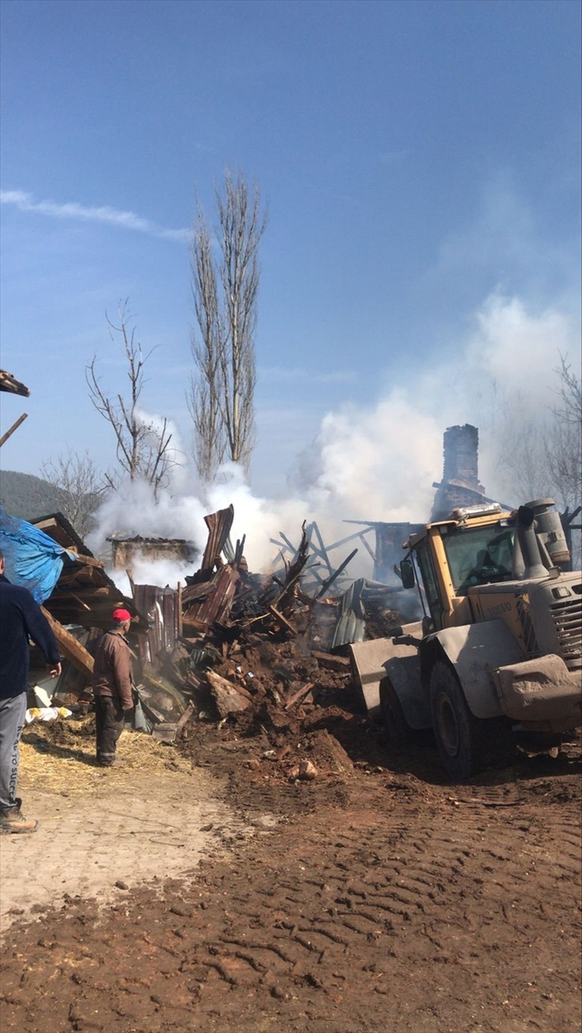 Bolu'da çıkan yangında 2 katlı ev ve ahır kullanılamaz hale geldi