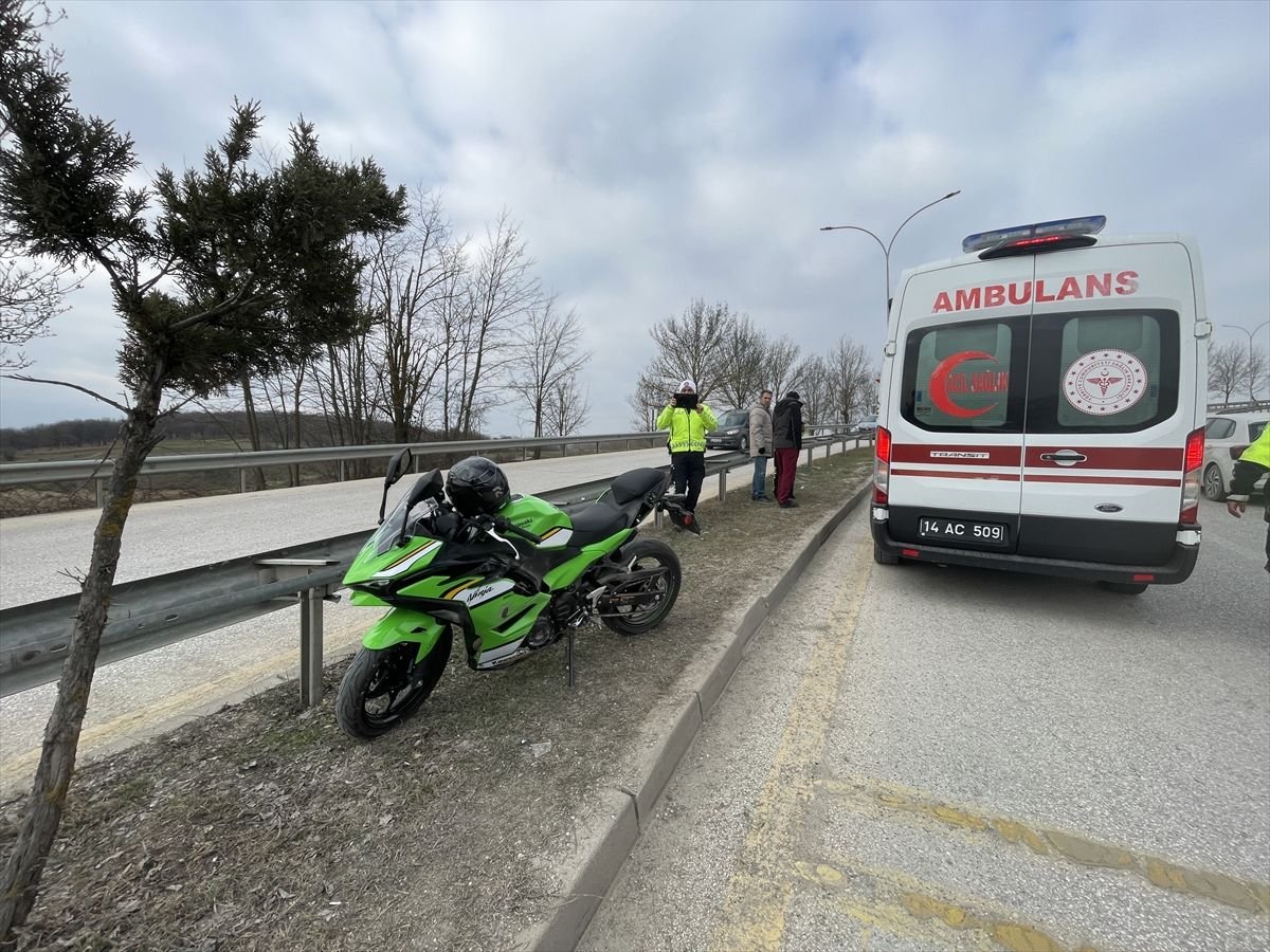 Bolu'da devrilen motosikletin sürücüsü yaralandı